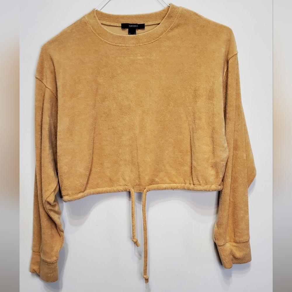 119. Forever 21 Oversized Gold Terry Crop Top